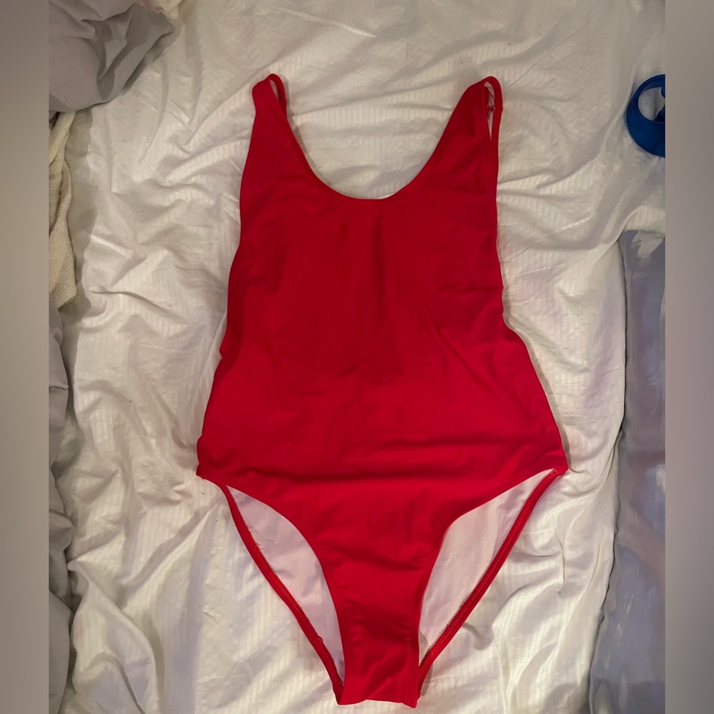 Red One-Piece Swimsuit Low Back